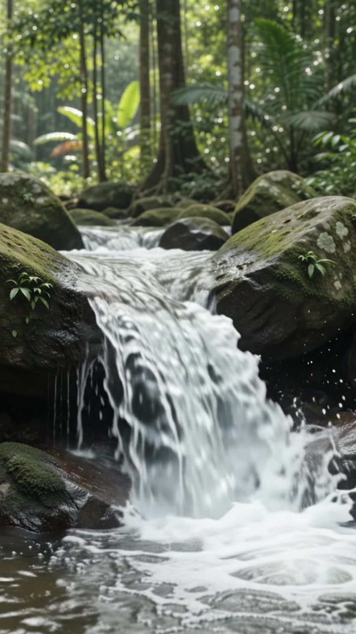 Misty green rainforest and waterfall from The Hidden Paradise